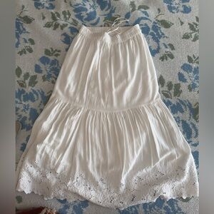 Zara White Tiered Maxi Skirt Resort Wear